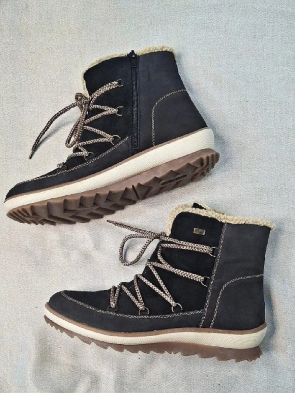 RemonteTEX Waterproof Leather Winter Boots Wool Lined Black Size 42  US 10-10.5